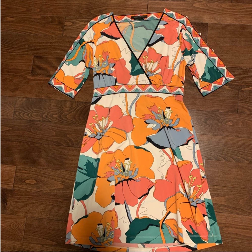 BCBG faux wrap tropical print dress - size xxs